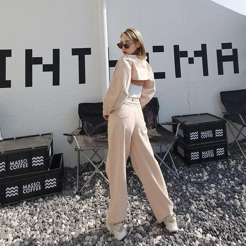 Hollow Ultra-Short Jacket and Pants Suit for Everyday Wear