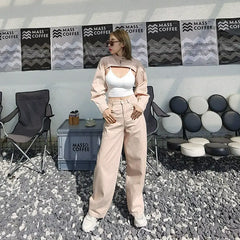 Hollow Ultra-Short Jacket and Pants Suit for Everyday Wear