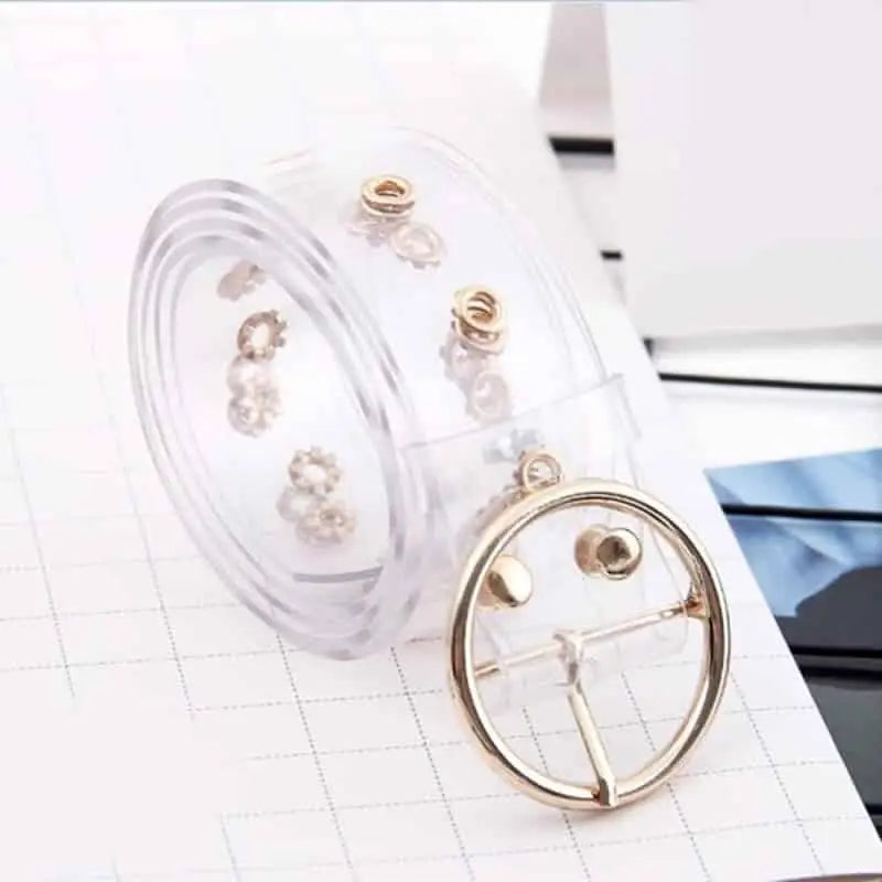 Holographic Clear Metal Pin Buckle Belt / 100cm