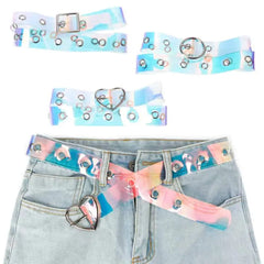 Holographic Clear Metal Pin Buckle Belt