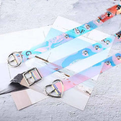 Holographic Clear Metal Pin Buckle Belt