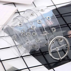 Holographic Clear Metal Pin Buckle Belt