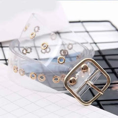 Holographic Clear Metal Pin Buckle Belt