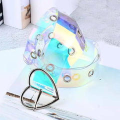 Holographic Clear Metal Pin Buckle Belt