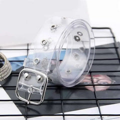 Holographic Clear Metal Pin Buckle Belt