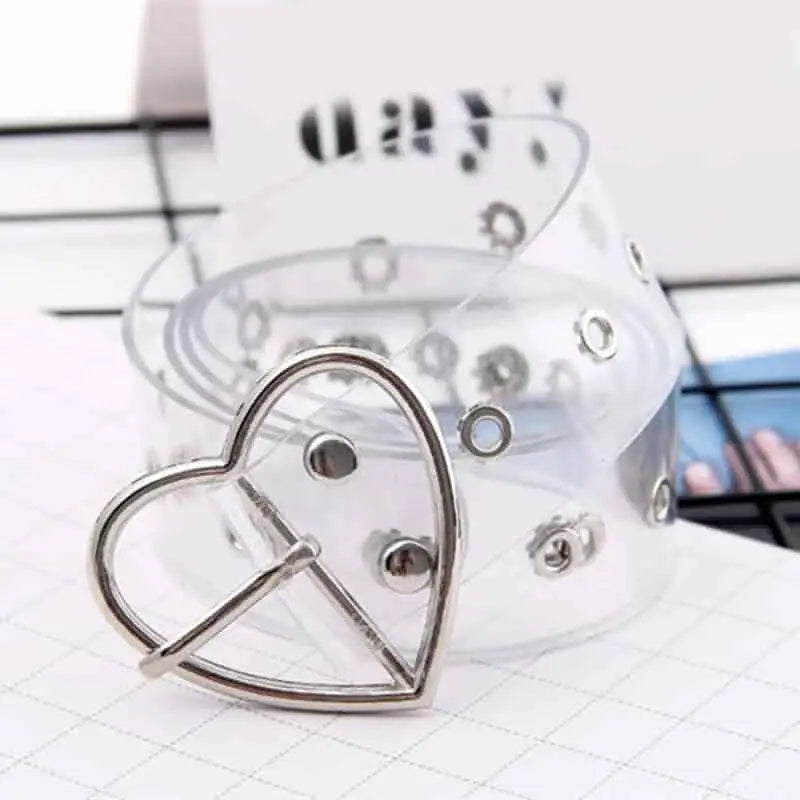 Holographic Clear Metal Pin Buckle Belt Transparent / 100cm