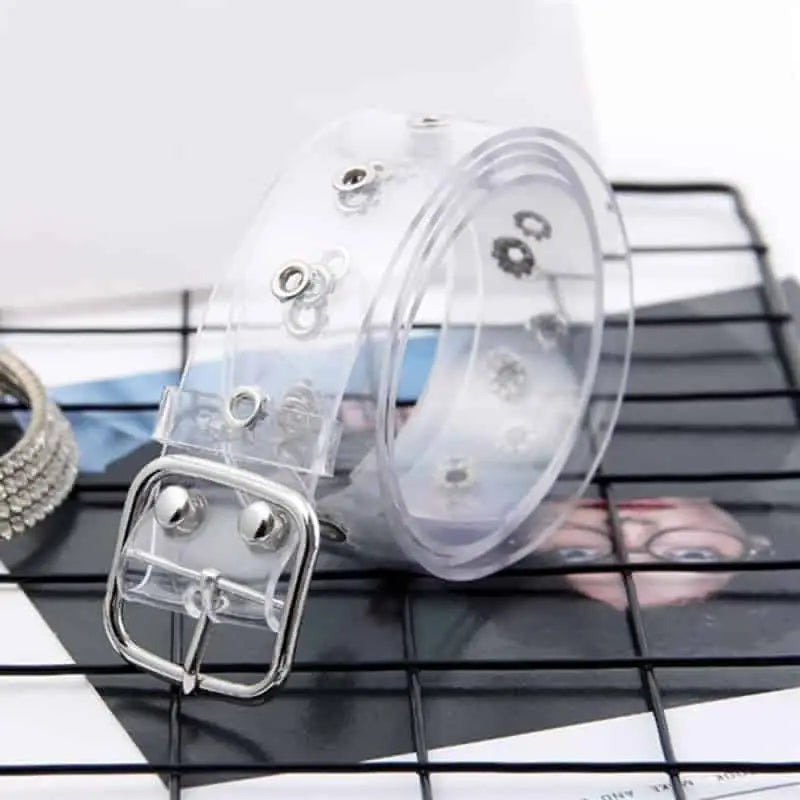 Holographic Clear Metal Pin Buckle Belts - Belt