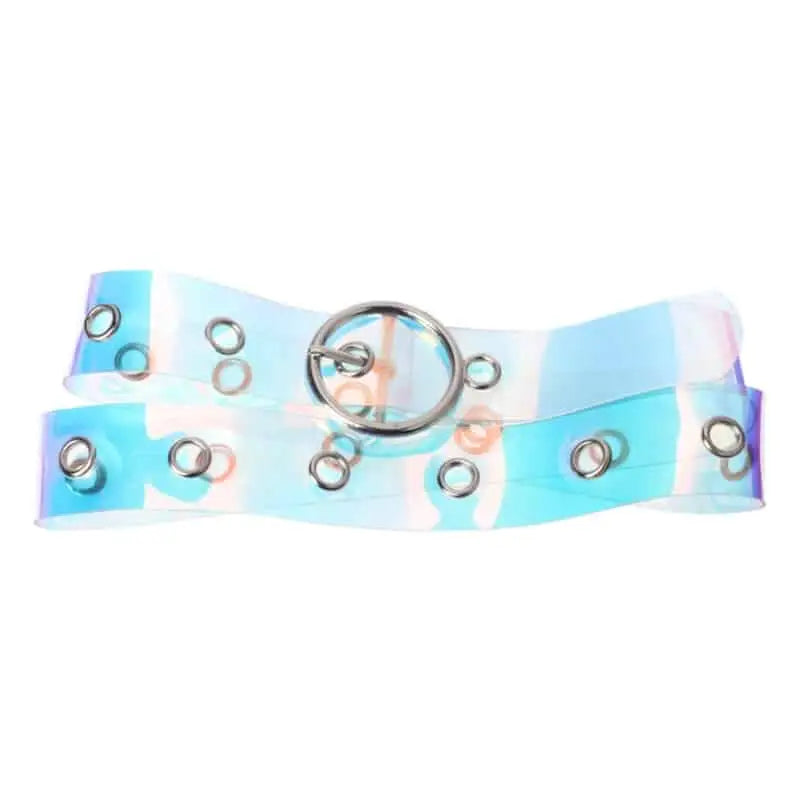 Holographic Clear Metal Pin Buckle Belts