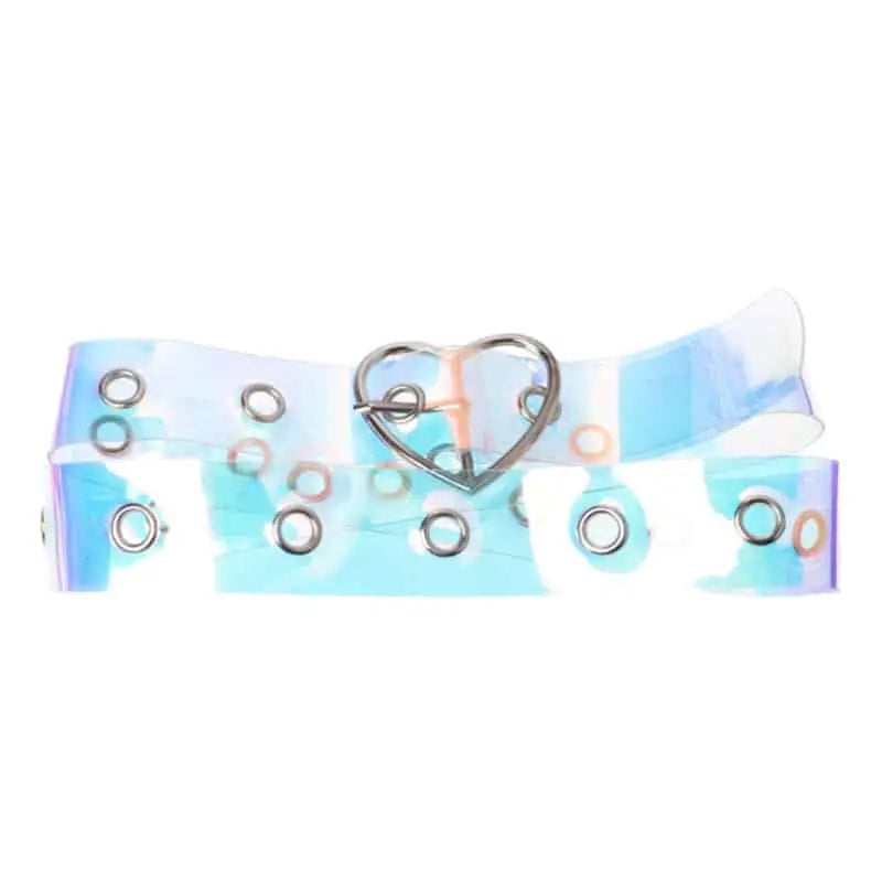 Holographic Clear Metal Pin Buckle Belts - Turquoise