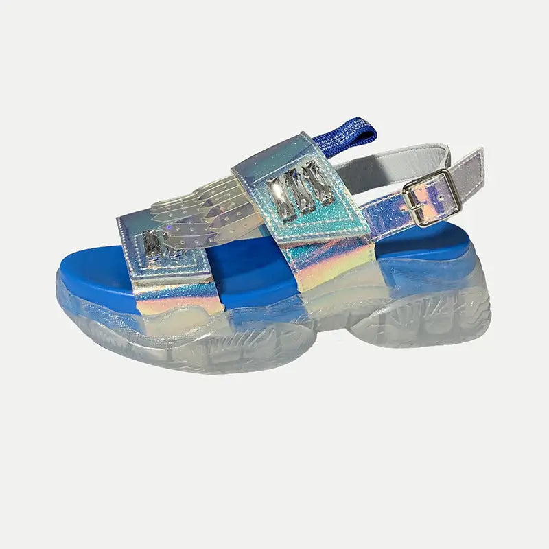 Holographic Laser Sandals with Adjustable Heel Strap Euro