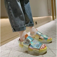 Holographic Laser Sandals with Adjustable Heel Strap Euro