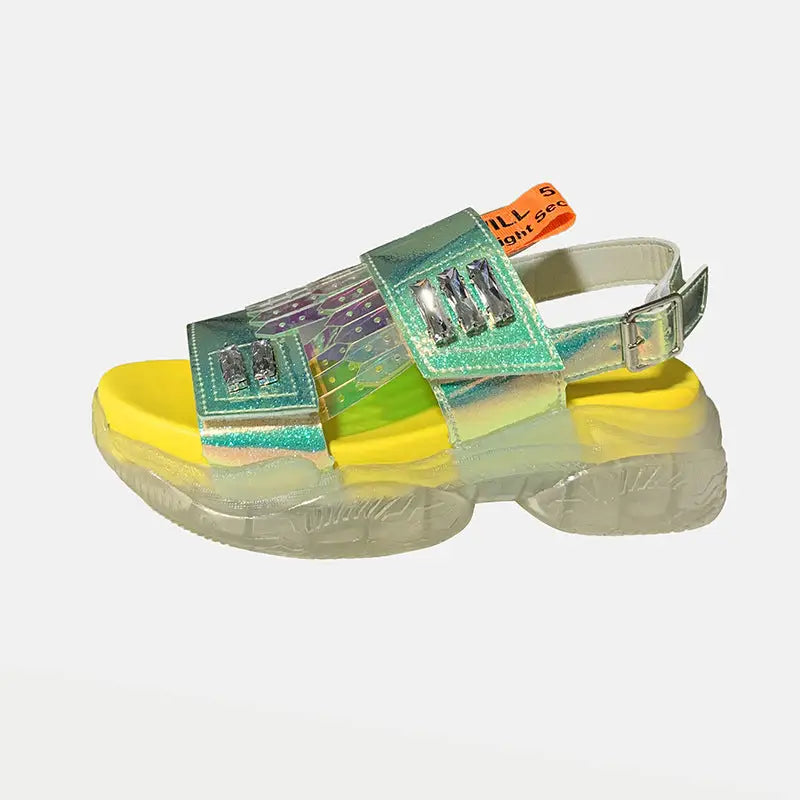 Holographic Laser Sandals - Yellow / 36 - Shoes
