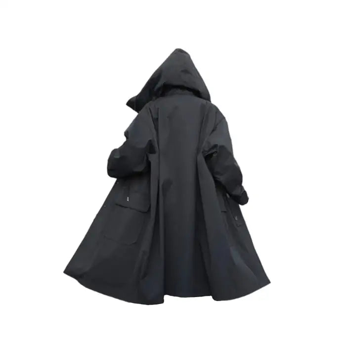 Hooded Black Trench Coat for Men and Women