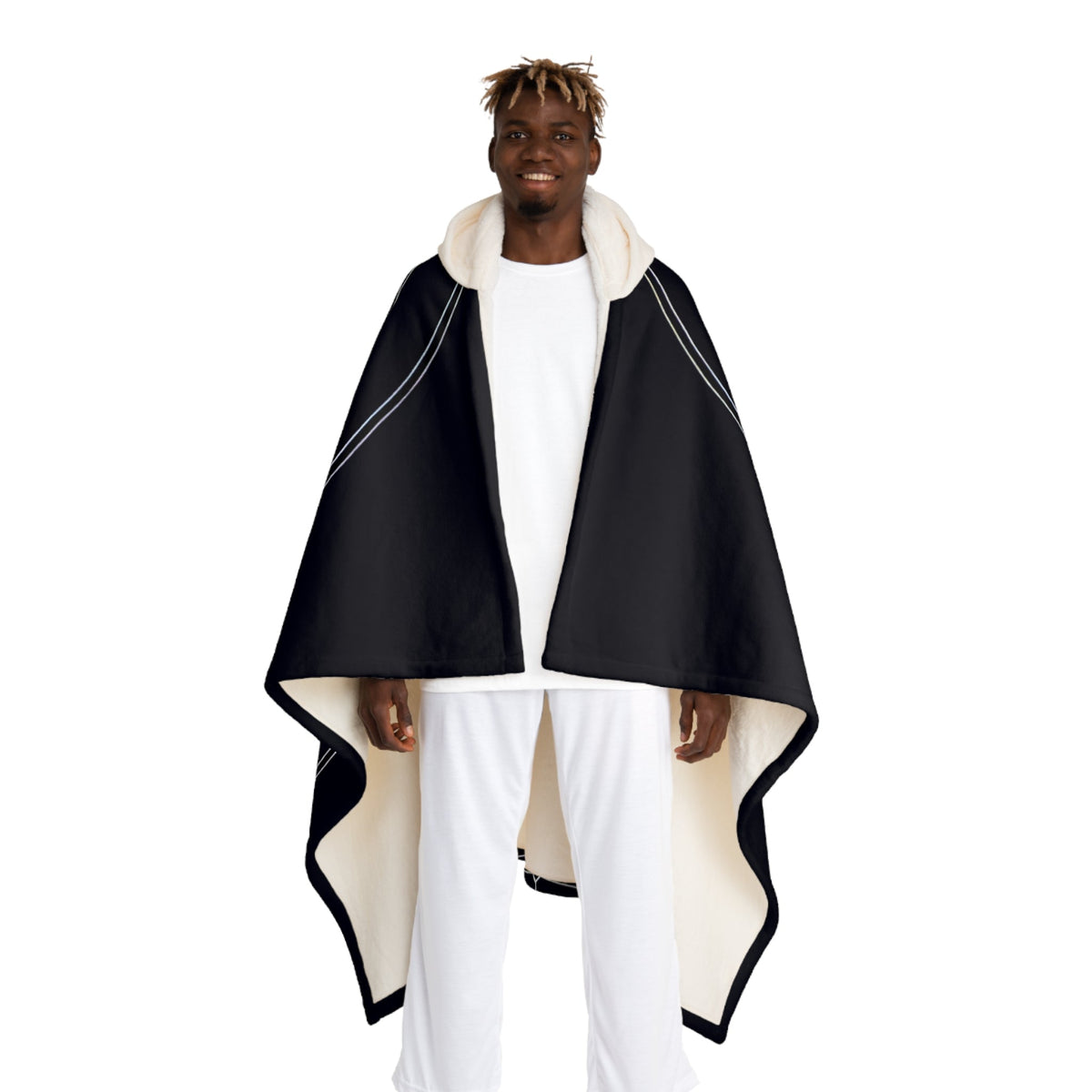 Hooded Sherpa Fleece Blanket Lunar Cycle Design One size