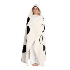 Hooded Sherpa Fleece Blanket Lunar Cycle Design One size