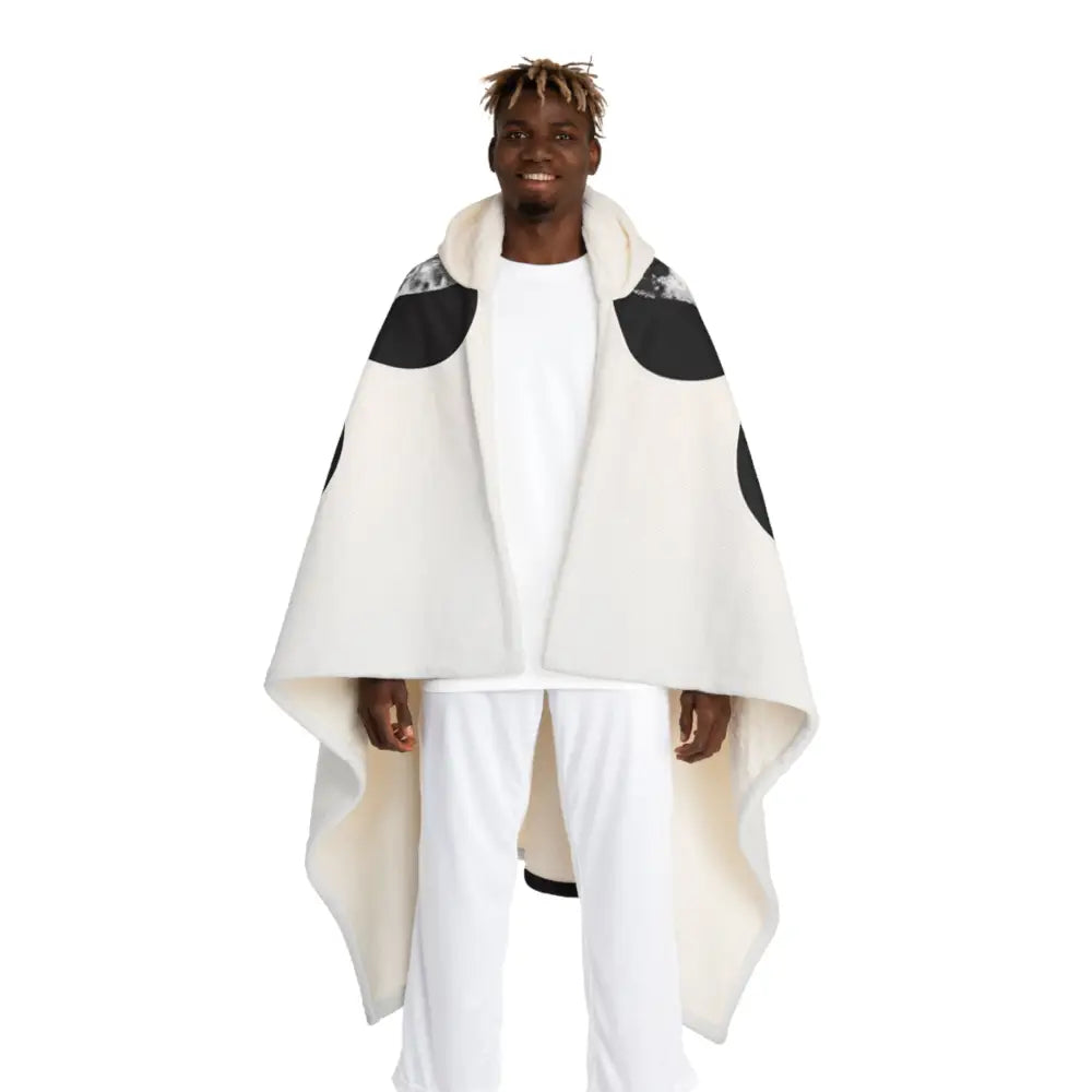 Hooded Sherpa Fleece Blanket Lunar Cycle Design One size