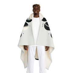 Hooded Sherpa Fleece Blanket Lunar Phases Design One size