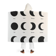 Hooded Sherpa Fleece Blanket Lunar Phases Design One size