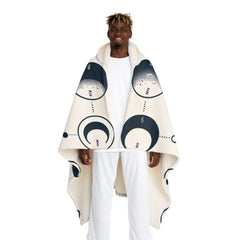 Hooded Sherpa Fleece Blanket Moon Phase Design One size