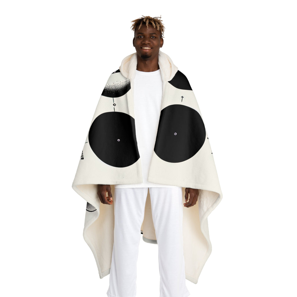 Hooded Sherpa Fleece Blanket Moon Phases Design One size