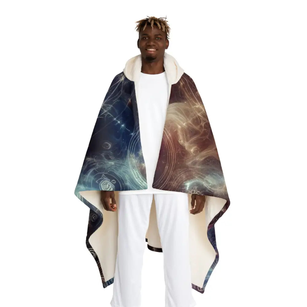 Hooded Sherpa Fleece Blanket with Arcane Symbol Design
