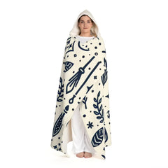 Hooded Sherpa Fleece Blanket with Enchanted Pattern