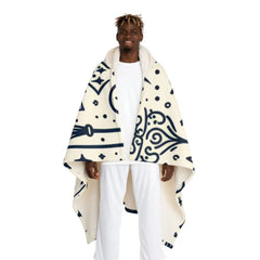 Hooded Sherpa Fleece Blanket with Enchanted Pattern