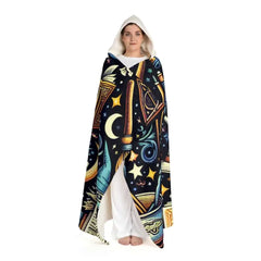Hooded Sherpa Fleece Blanket with Fantasy School Design