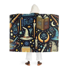 Hooded Sherpa Fleece Blanket with Fantasy School Design