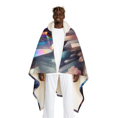 Hooded Sherpa Fleece Blanket with Iridescent Crystal Design