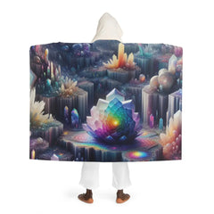 Hooded Sherpa Fleece Blanket with Iridescent Crystal