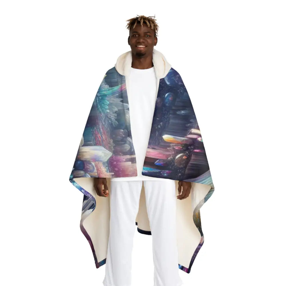 Hooded Sherpa Fleece Blanket with Iridescent Crystal