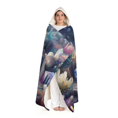 Hooded Sherpa Fleece Blanket with Iridescent Crystal