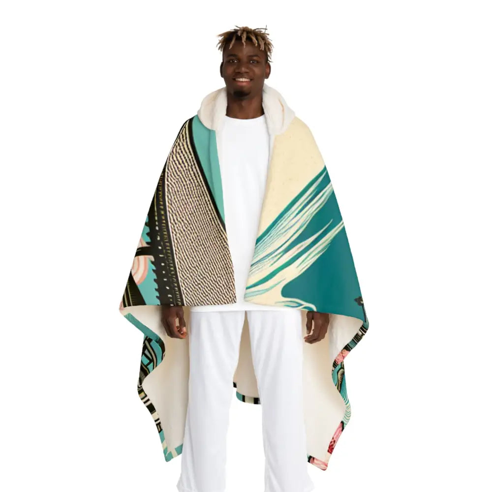 Hooded Sherpa Fleece Blanket with Japanese Cherry Blossom