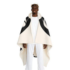 Hooded Sherpa Fleece Blanket with Lunar Phases Design