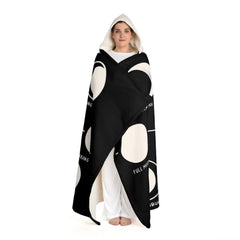 Hooded Sherpa Fleece Blanket with Lunar Phases Design