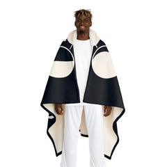 Hooded Sherpa Fleece Blanket with Lunar Phases Design