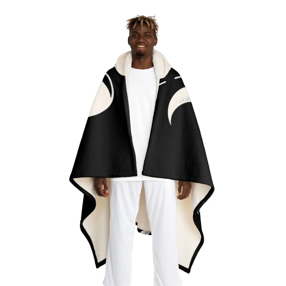 Hooded Sherpa Fleece Blanket with Lunar Phases Design