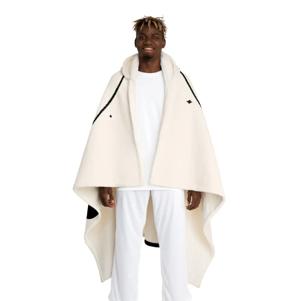 Hooded Sherpa Fleece Blanket with Moon Phases Design