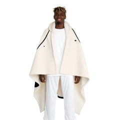 Hooded Sherpa Fleece Blanket with Moon Phases Design