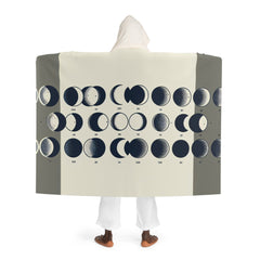 Hooded Sherpa Fleece Blanket with Moon Phases Design
