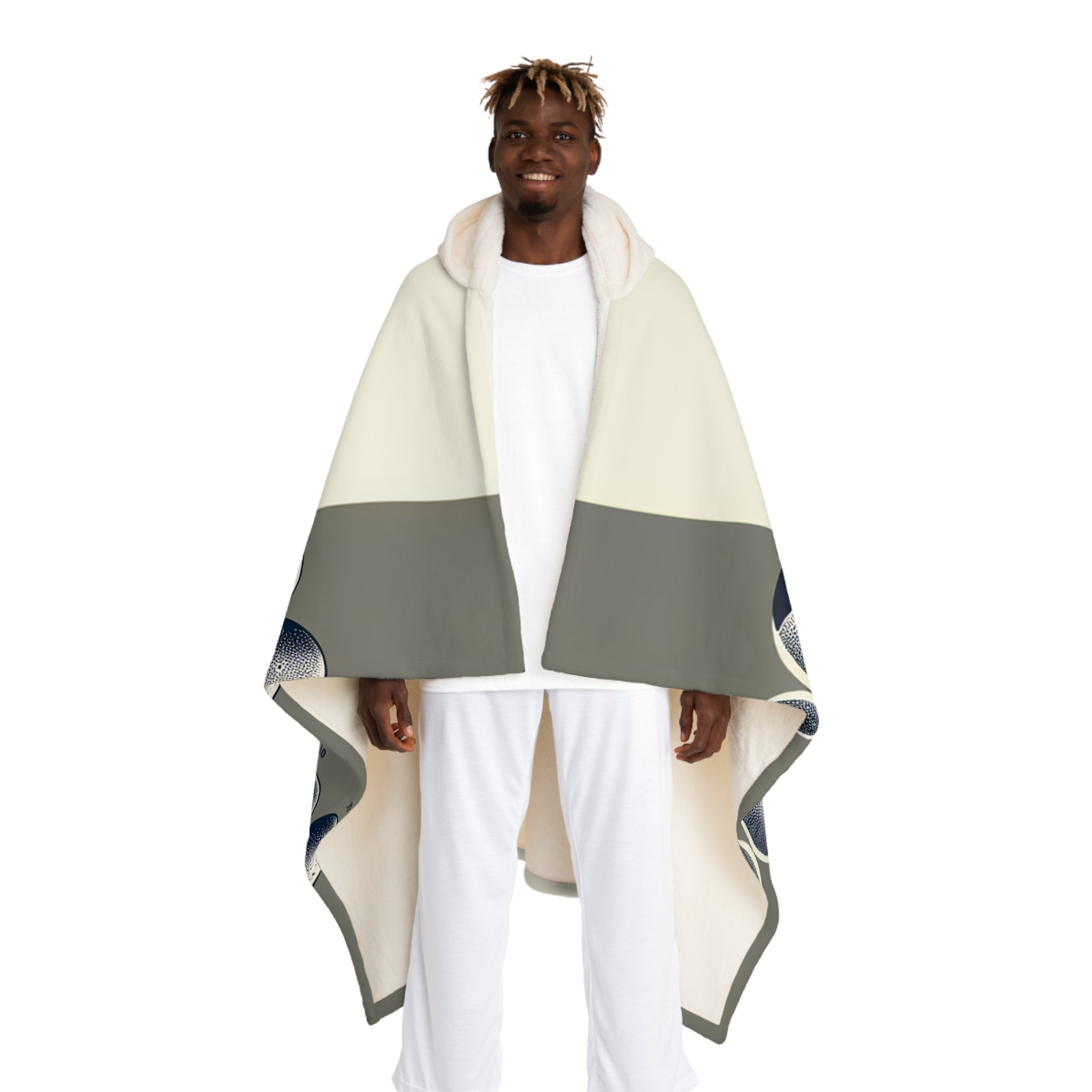 Hooded Sherpa Fleece Blanket with Moon Phases Design