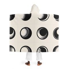 Hooded Sherpa Fleece Blanket with Moon Phases Design