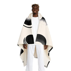 Hooded Sherpa Fleece Blanket with Moon Phases Design