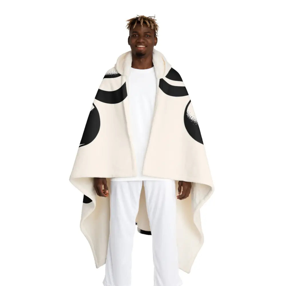 Hooded Sherpa Fleece Blanket with Moon Phases Design