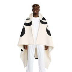 Hooded Sherpa Fleece Blanket with Moon Phases Design