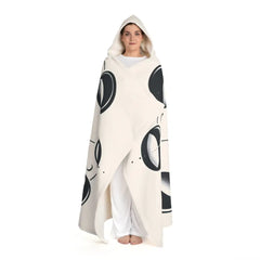 Hooded Sherpa Fleece Blanket with Moon Phases Design