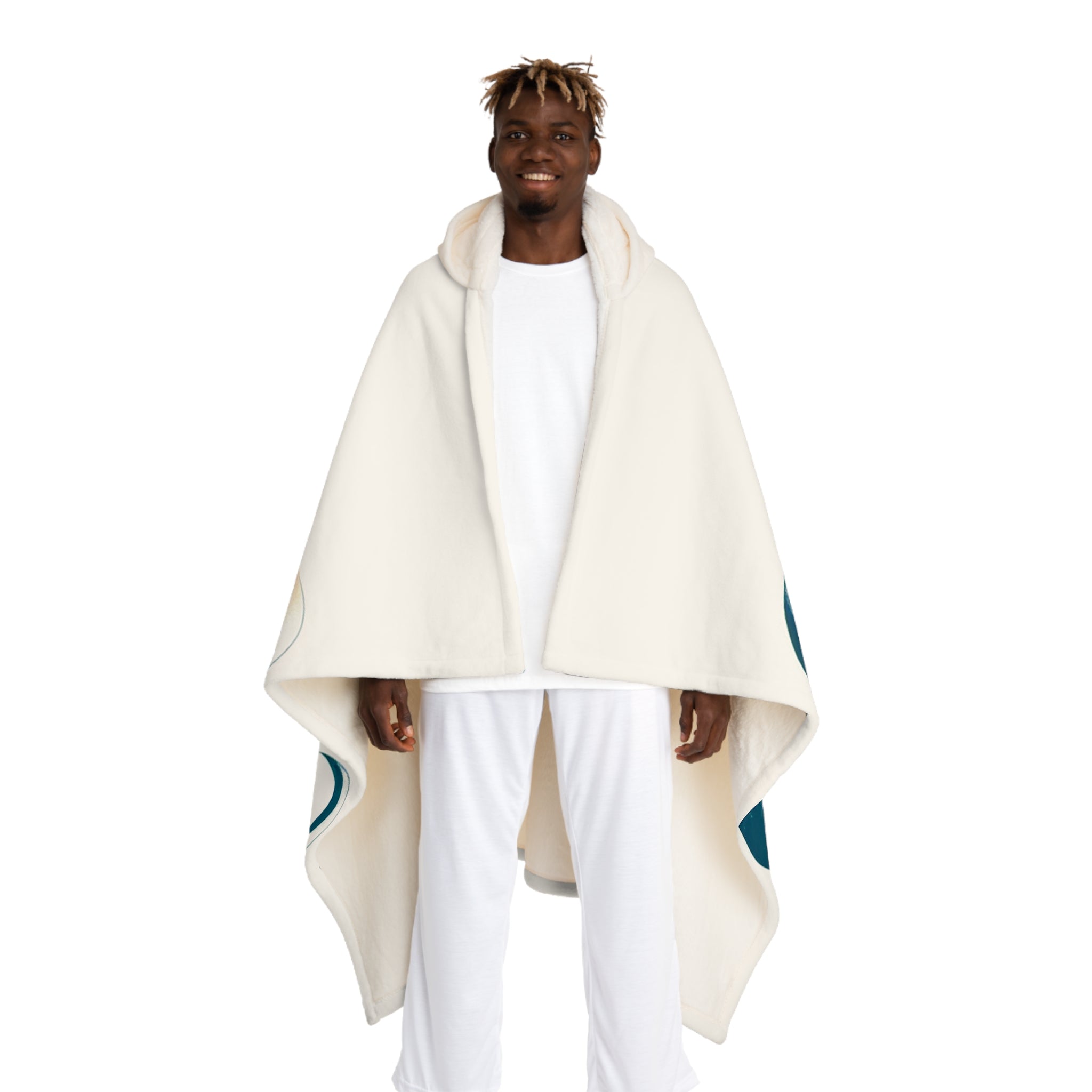 Hooded Sherpa Fleece Blanket with Moon Phases Design