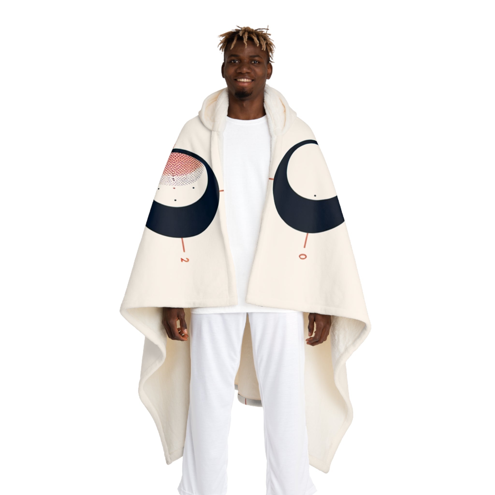 Hooded Sherpa Fleece Blanket with Moon Phases Design