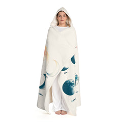 Hooded Sherpa Fleece Blanket with Moon Phases Design
